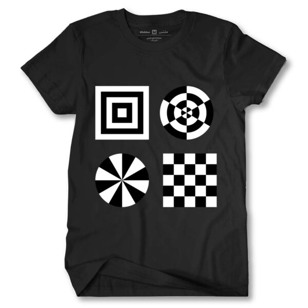 B&W Shapes (Black Tee) - Men's Tshirt Thumbnail
