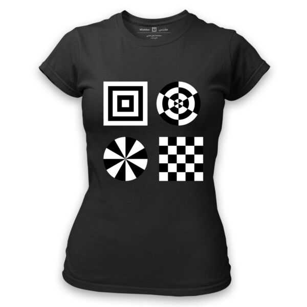 B&W Shapes (Black Tee) - Women's Tshirt Thumbnail